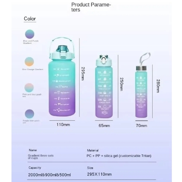 Water bottle tracker pink blue bpa free pop top women's workout accessories men - Picture 4 of 4